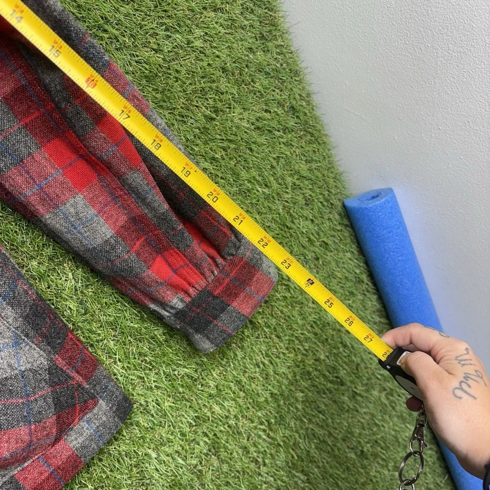 Vintage Pendleton Virgin Wool Jacket Womens Large 49er Red Plaid Pockets Button